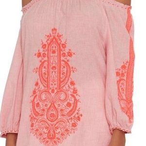 Off-Shoulder Pink Blouse With Neon Embroidery :)